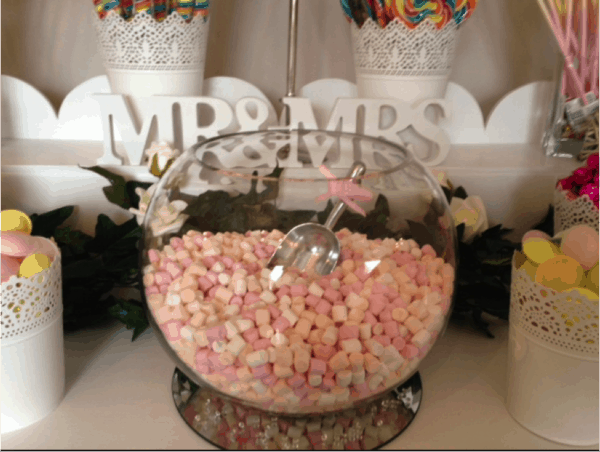 Wedding reception candy stand