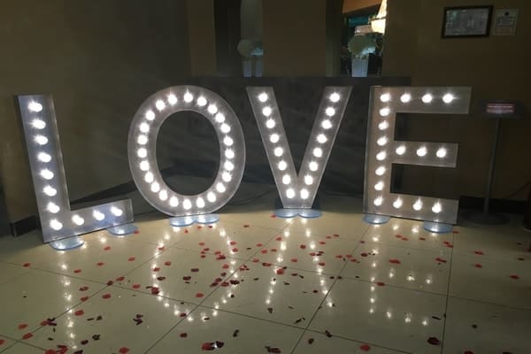 LOVE Sign for weddings with flowers